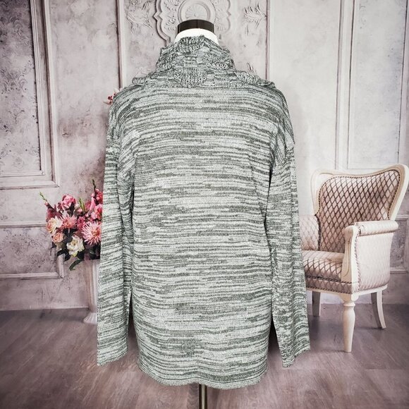 DESIGN365 Heathred Gray Open Cowl Neck Long Sleeve Warm Soft Sweater Size Large - Picture 8 of 9